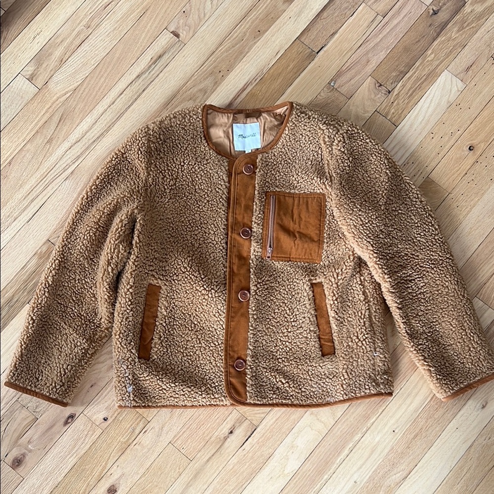Madewell Brown Teddy Jacket with Plush Sherpa Texture